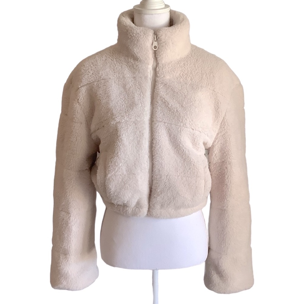 Warm crop cream Teddy Jacket